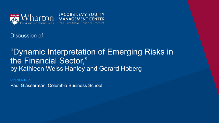 dynamic interpretation of emerging risks in the financial
