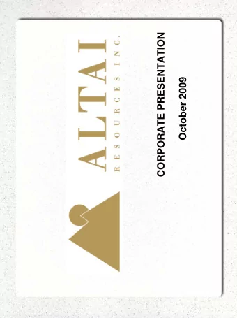 CORPORATE PRESENTATION  October 2009  DISCLAIMER  Safe Harbor disclaimer: Certain statements