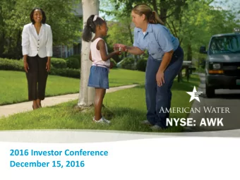 2016 Investor Conference  December 15, 2016  Agenda  Time  Presentation Topic  Presenter 1:00