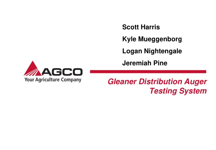 gleaner distribution auger