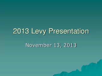 2013 Levy Presentation  November 13, 2013  Levy Terms  Aggregate Levy- the annual corporate levy