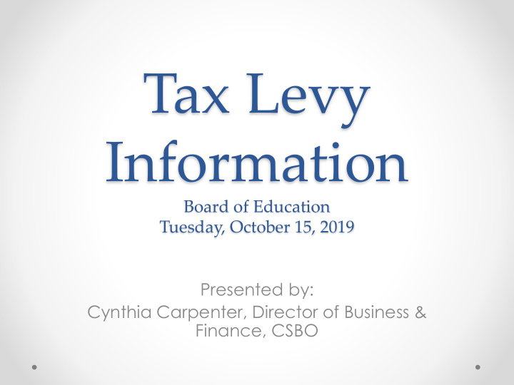 tax levy information