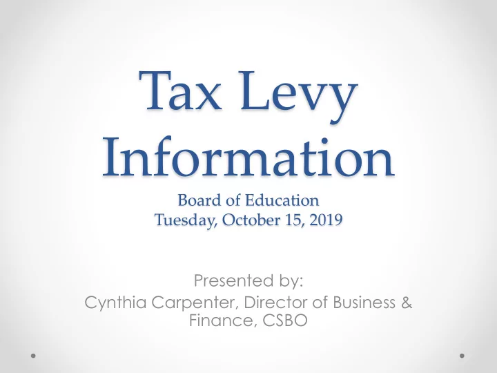 tax levy information