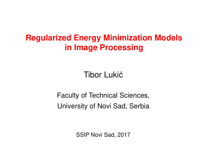 in image processing tibor luki