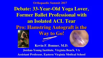 Debate: 33-Year-Old Yoga Lover,  Former Ballet Professional with  an Isolated ACL Tear  Pro: