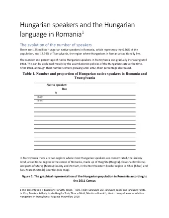 Hungarian speakers and the Hungarian language in Romania 1  The evolution of the number of speakers