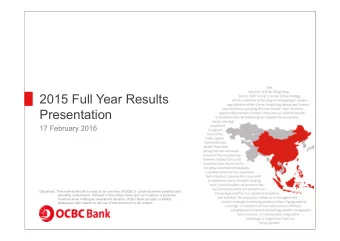 2015 Full Year Results  Presentation  17 February 2016  Disclaimer: This material should be read as