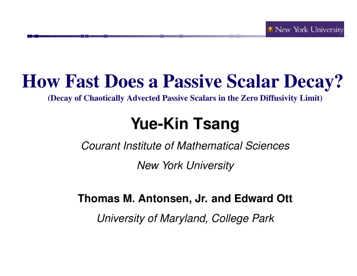 how fast does a passive scalar decay