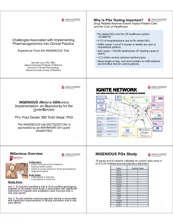 INGENIOUS PGx Study  16 genes and 51variants validated on custom open array in  Collaboration: