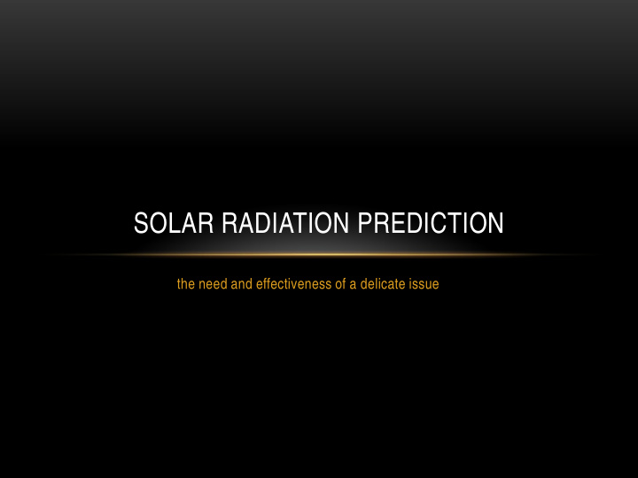 solar radiation prediction
