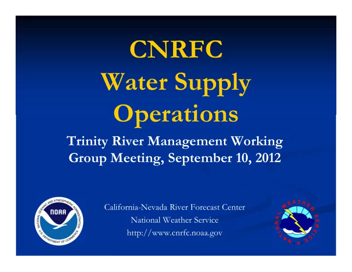 cnrfc water supply operations