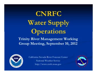 CNRFC  Water Supply  Operations  Trinity River Management Working  Group Meeting, September 10,