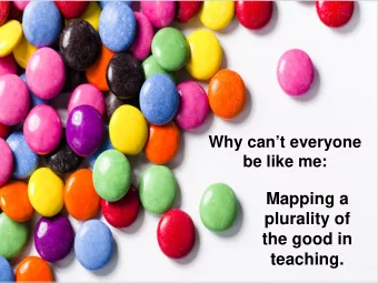 Mapping a  plurality of  the good in  teaching.  Think about your most  memorable teacher