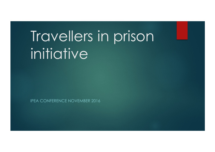 travellers in prison initiative