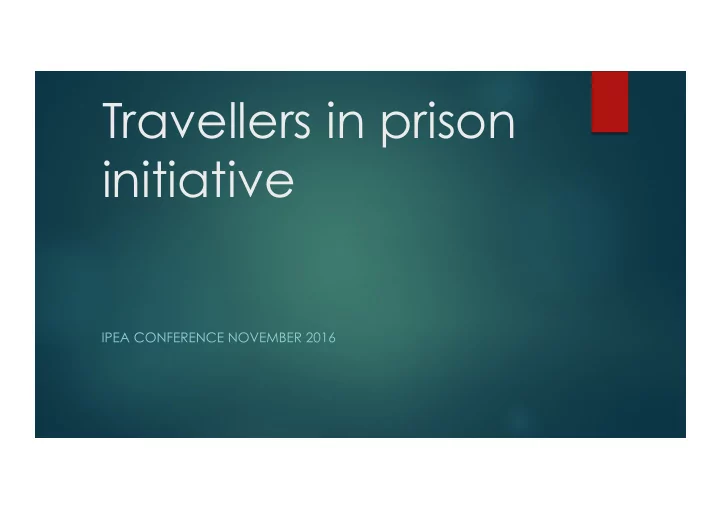 travellers in prison initiative