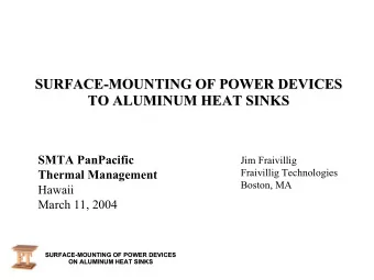 SURFACE-  -MOUNTING OF POWER DEVICES  MOUNTING OF POWER DEVICES  SURFACE  TO ALUMINUM HEAT SINKS