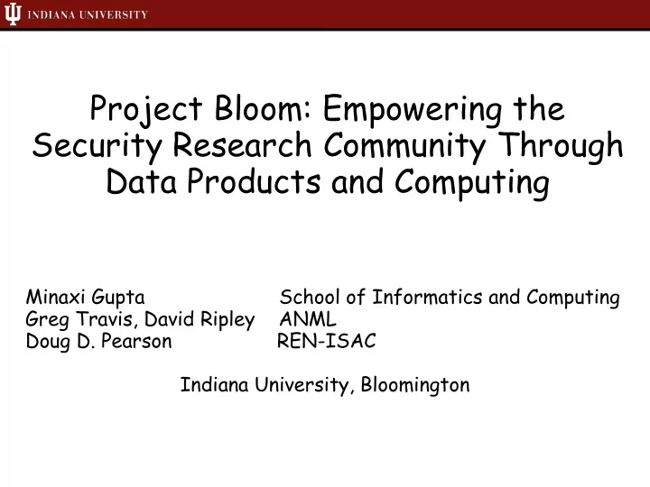 security research community through