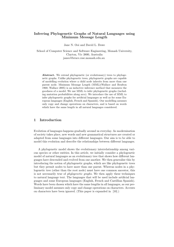 inferring phylogenetic graphs of natural languages using