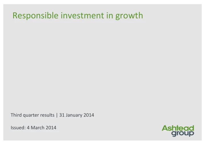 responsible investment in growth