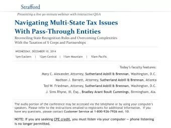Navigating Multi-State Tax Issues  With Pass-Through Entities  Reconciling State Recognition Rules