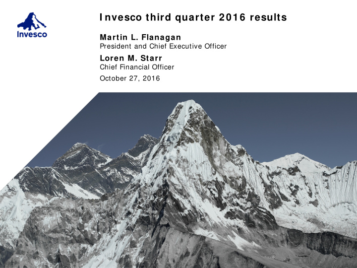 i nvesco third quarter 2016 results