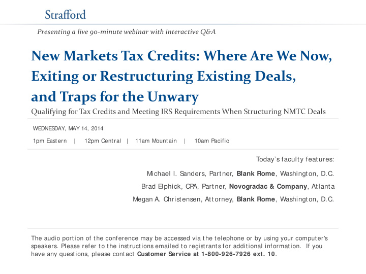new markets tax credits where are we now exiting or