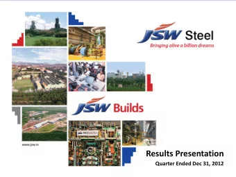 Results Presentation  Quarter Ended Dec 31, 2012  1  Agenda  Business  Projects Update  Operational