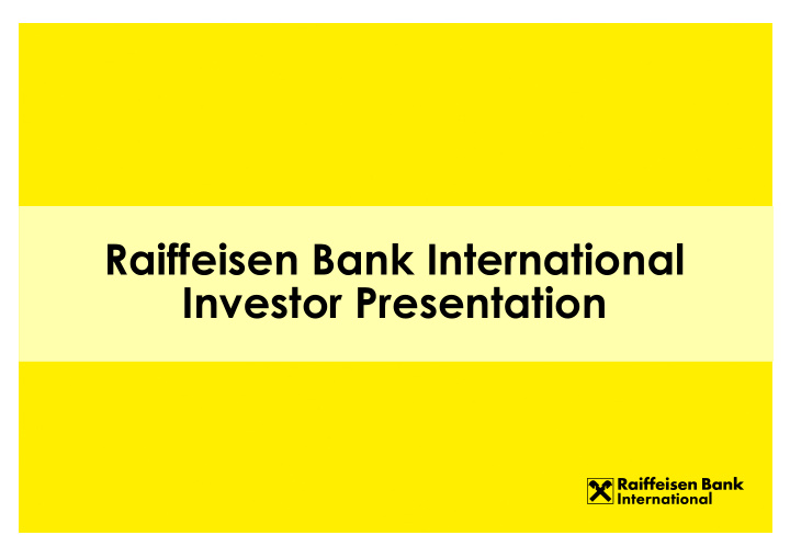 raiffeisen bank international investor presentation