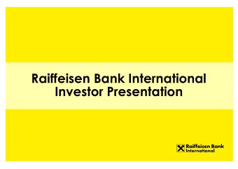 Raiffeisen Bank International  Investor Presentation  Disclaimer  Certain statements contained