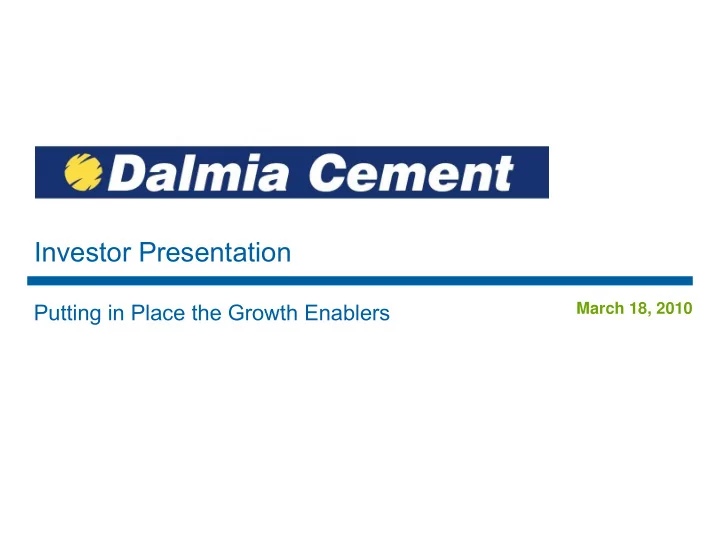 i investor presentation t p t ti