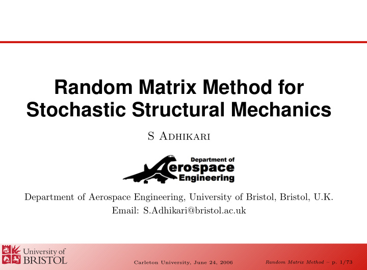 random matrix method for stochastic structural mechanics
