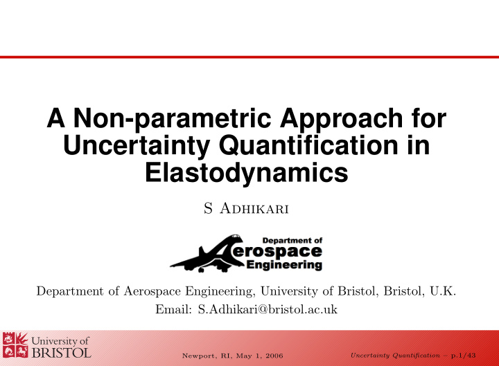 a non parametric approach for uncertainty quantification