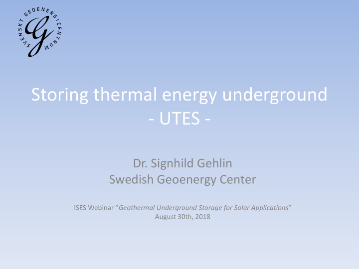storing thermal energy underground