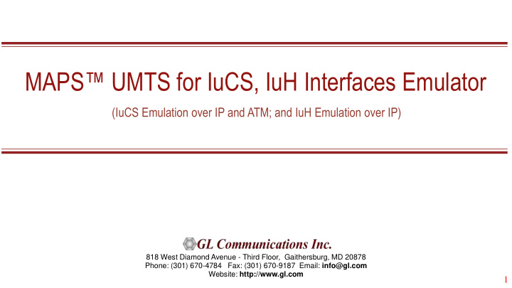 maps umts for iucs iuh interfaces emulator