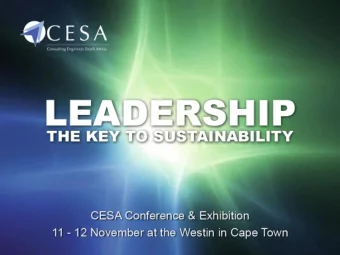Environmental Sustainability  Reflections  Peter Kleynhans  President  South African Institution of