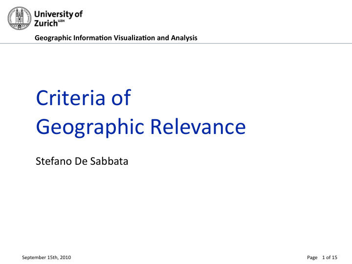 criteria of geographic relevance