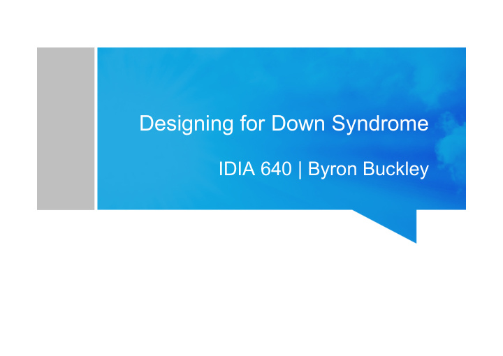designing for down syndrome