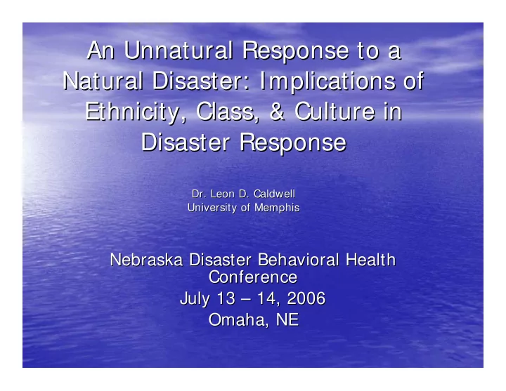 an unnatural response to a an unnatural response to a