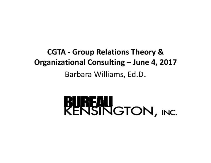 barbara williams ed d purpose of the discussion