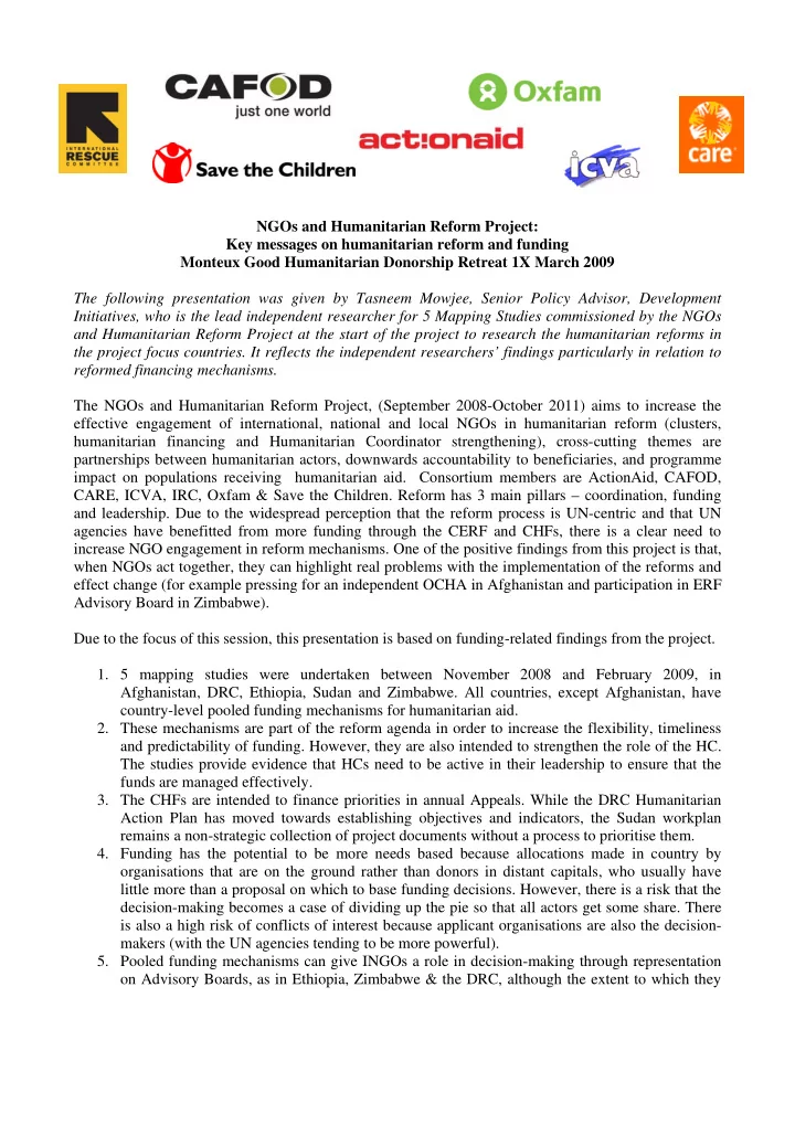 ngos and humanitarian reform project key messages on