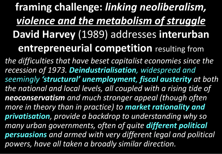 framing challenge linking neoliberalism