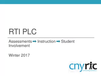 RTI PLC  Assessments     Instruction     Student  Involvement  Winter 2017  PLC:  3 Guiding