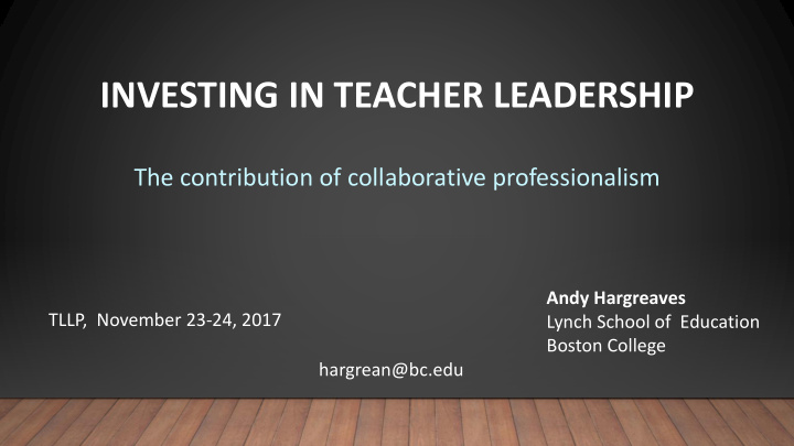 investing in teacher leadership