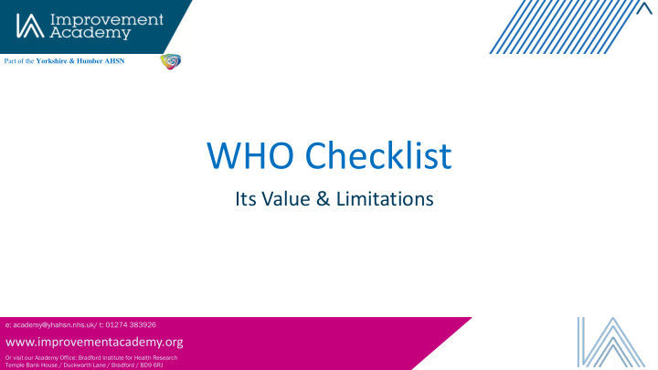 who checklist
