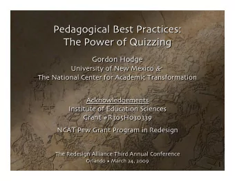 Pedagogical Best Practices:  Pedagogical Best Practices:  The Power of Quizzing  The Power of