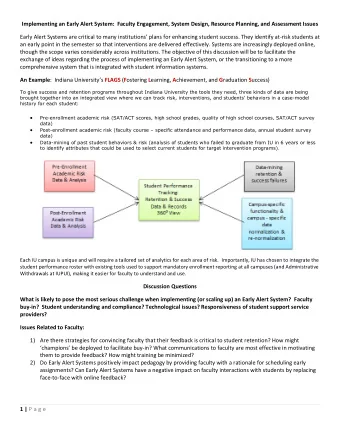 Implementing an Early Alert System:  Faculty Engagement, System Design, Resource Planning, and
