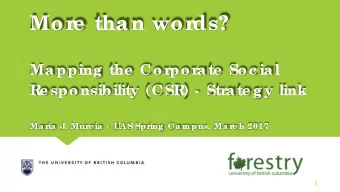 Mor  e  than wor  ds?  Mapping the  Cor  por  ate  Soc ial  Re sponsibility (CSR) - Str  ate gy