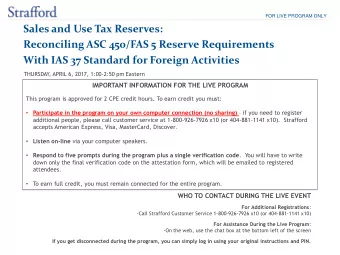 Sales and Use Tax Reserves:  Reconciling ASC 450/FAS 5 Reserve Requirements With IAS 37 Standard