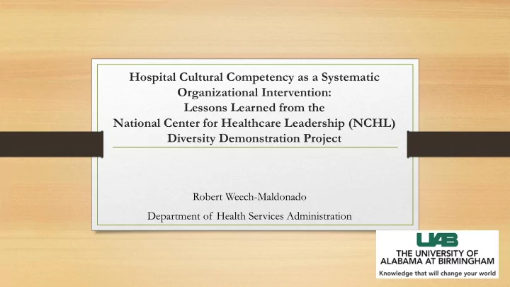 hospital cultural competency as a systematic