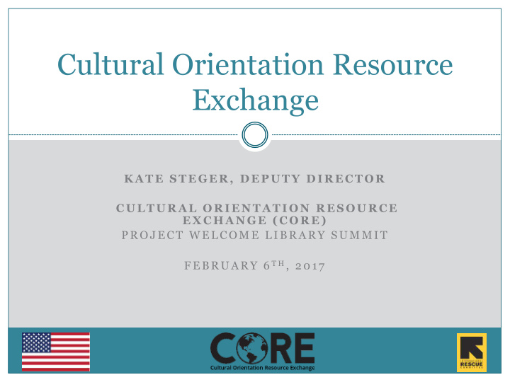 cultural orientation resource exchange